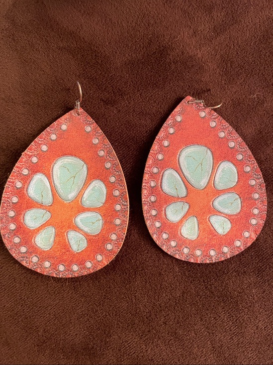 Jewelry - Leather Painted Turquoise
Blossom Earrings